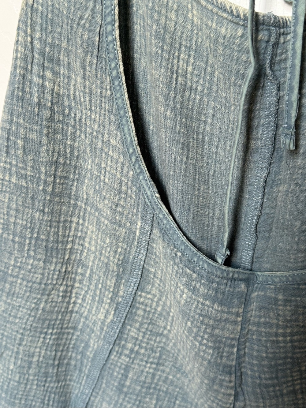 NWOT Zenana Outfitters Washed Blue Cotton-Linen Wide-Leg Overalls - Picture 5 of 8